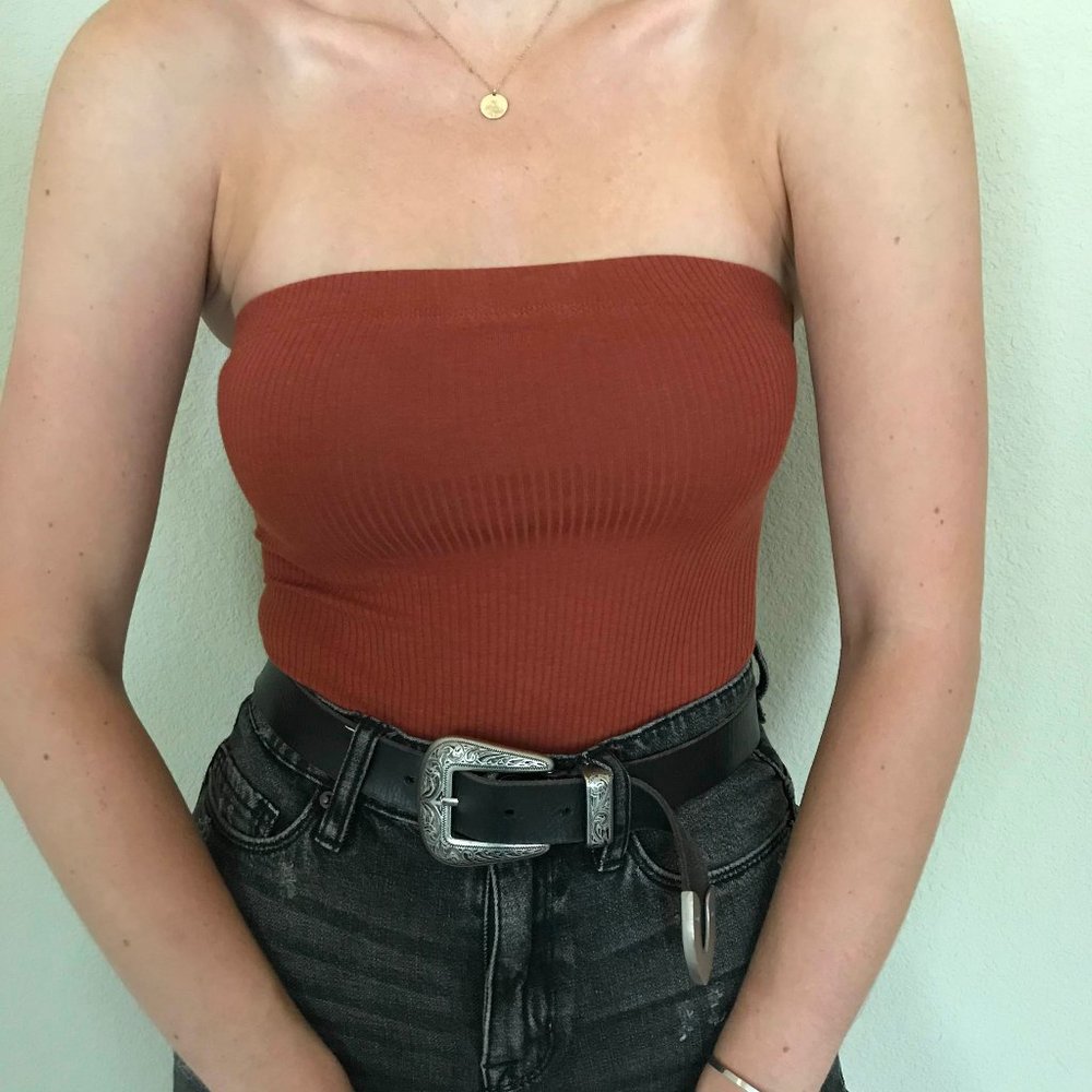 Out From Under Rust Strapless Bodysuit
